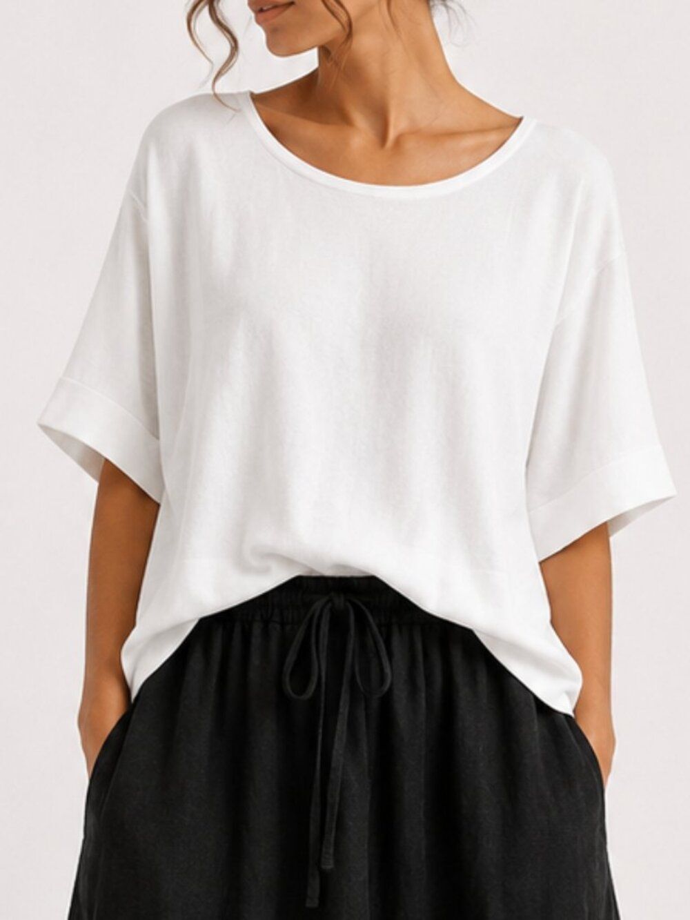 Investments Short Sleeve Lightweight Top in White Plus Size 2X NWT Lagenlook